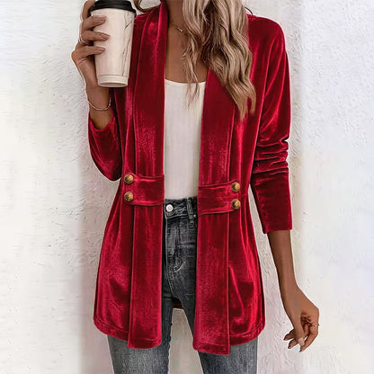 Women's Double-Breasted Velvet Cardigan