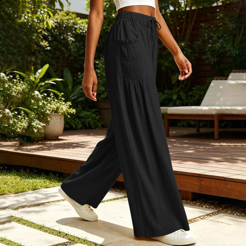 ☀️👖 Wide-Leg Cotton Linen Pants – Versatile Pairing for Work, Weekends & Travel