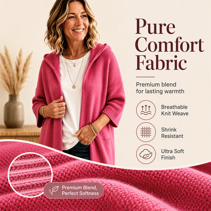 Women's 3/4 Sleeve Hooded Knit Cardigan