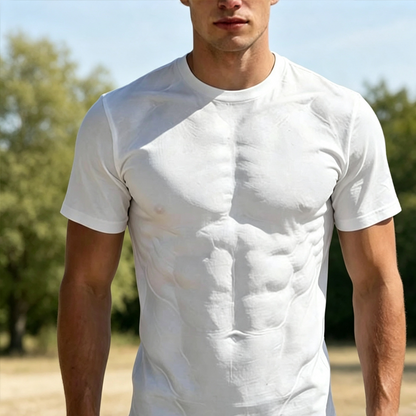 T-Shirt with a Muscular Guy and Six-Pack Print