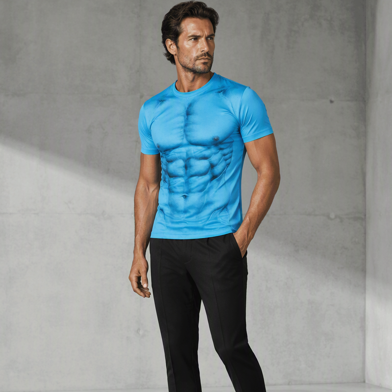 T-Shirt with a Muscular Guy and Six-Pack Print