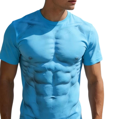 T-Shirt with a Muscular Guy and Six-Pack Print