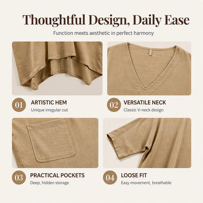 Women's Loose V-Neck Asymmetrical Dress