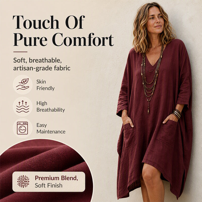 Women's Loose V-Neck Asymmetrical Dress