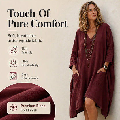 Women's Loose V-Neck Asymmetrical Dress