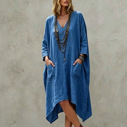 Women's Loose V-Neck Asymmetrical Dress