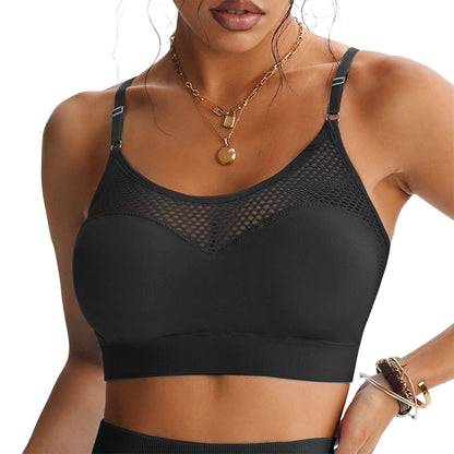 Women's Hollow Mesh Push Up Sports Bra