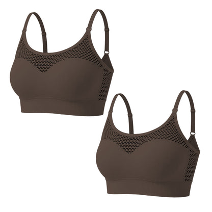 Women's Hollow Mesh Push Up Sports Bra