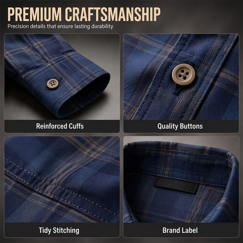 Men's Casual Plaid Long Sleeve Shirt