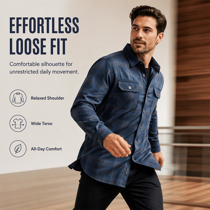 Men's Casual Plaid Long Sleeve Shirt