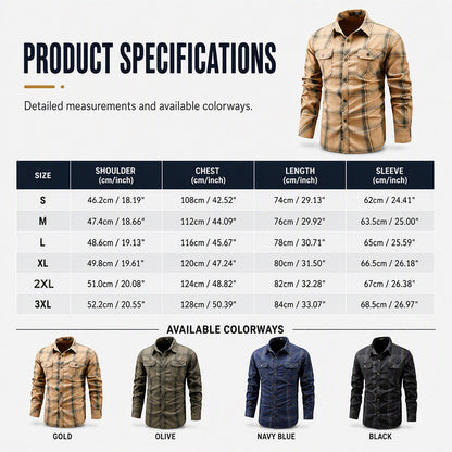 Men's Casual Plaid Long Sleeve Shirt