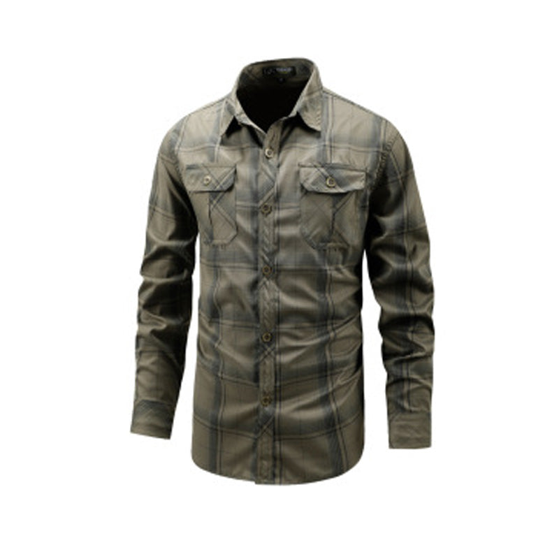 Men's Casual Plaid Long Sleeve Shirt