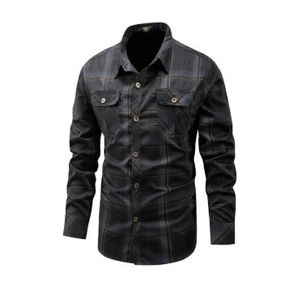 Men's Casual Plaid Long Sleeve Shirt