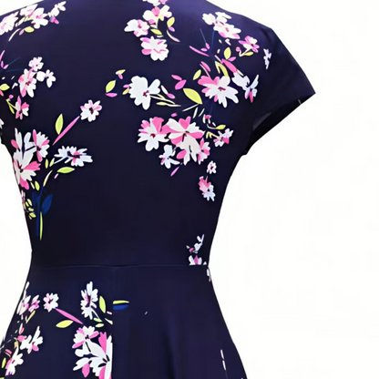 Women's Elegant Printed Dress with Pockets