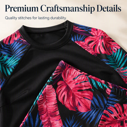 Women's Plus Size Long Sleeve Swimsuit with Shorts