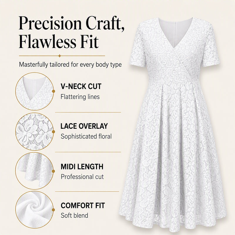 Women's Elegant V-Neck Lace Dress