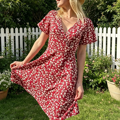 Women's Summer Floral V-Neck Dress