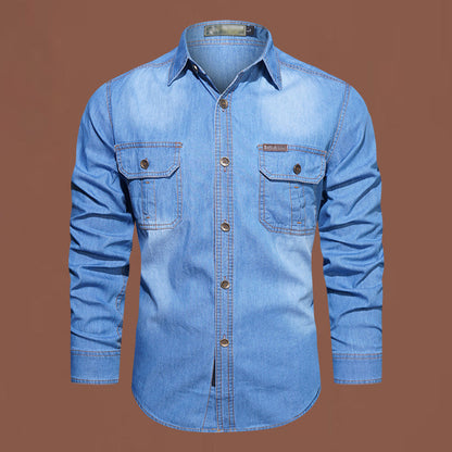 Men's Casual Long Sleeve Denim Shirt 