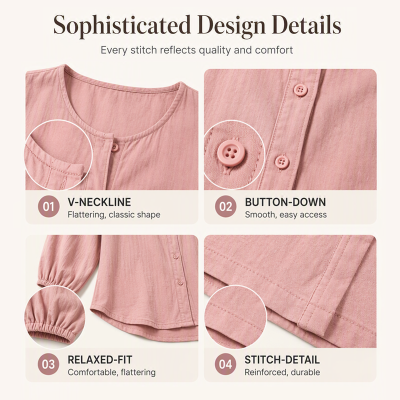 Women's Loose Solid Color Button Down Shirt