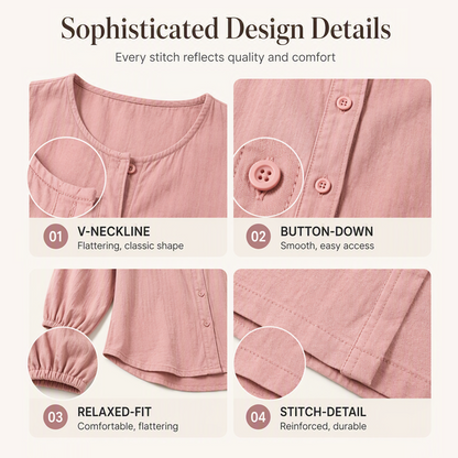 Women's Loose Solid Color Button Down Shirt