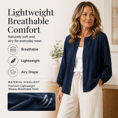 Women's Loose Solid Color Button Down Shirt