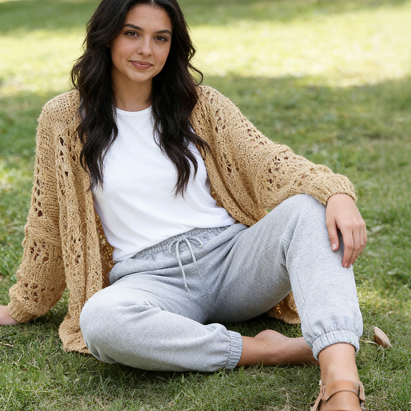 Women's Open Front Slouchy Knit Cardigan