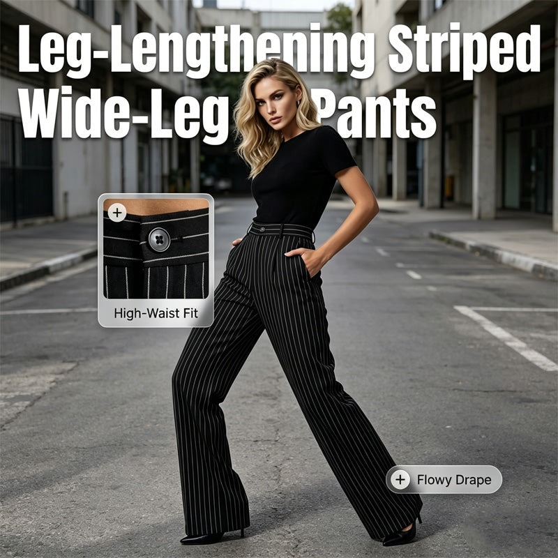 Women's High-Waisted Striped Wide-Leg Pants