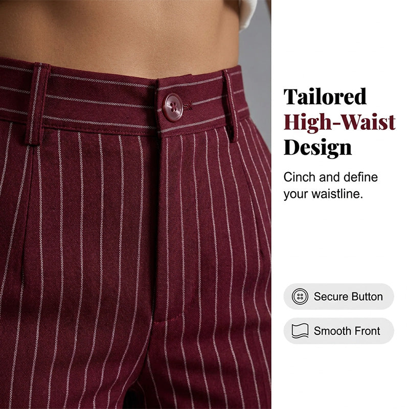 Women's High-Waisted Striped Wide-Leg Pants