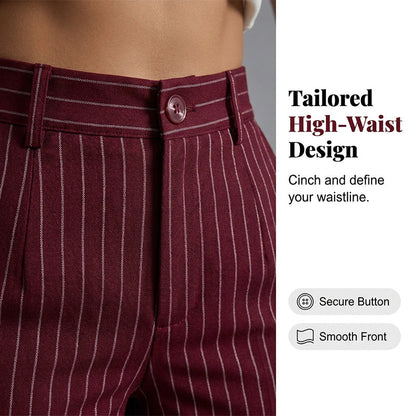 Women's High-Waisted Striped Wide-Leg Pants