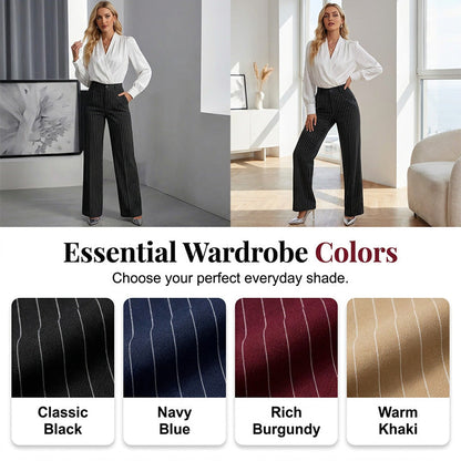 Women's High-Waisted Striped Wide-Leg Pants