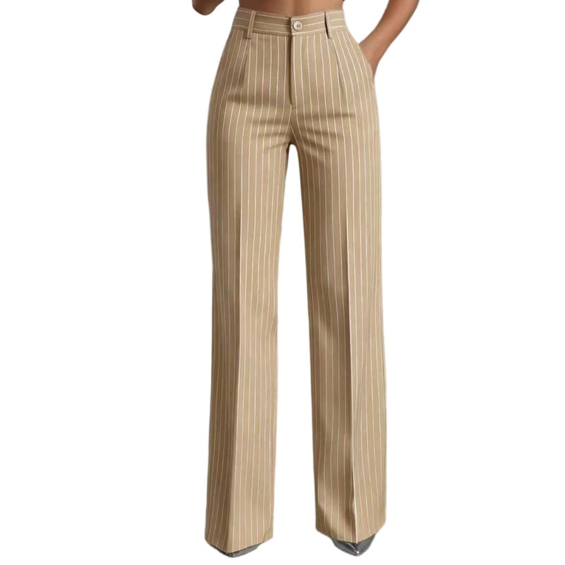 Women's High-Waisted Striped Wide-Leg Pants