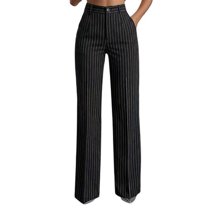 Women's High-Waisted Striped Wide-Leg Pants