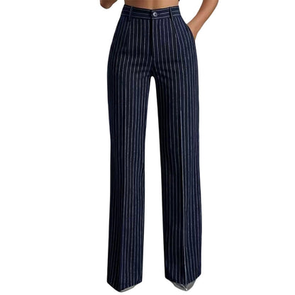 Women's High-Waisted Striped Wide-Leg Pants