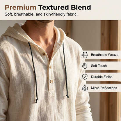 Men's Casual Long Sleeve Breathable Hooded Shirt