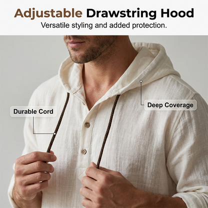 Men's Casual Long Sleeve Breathable Hooded Shirt