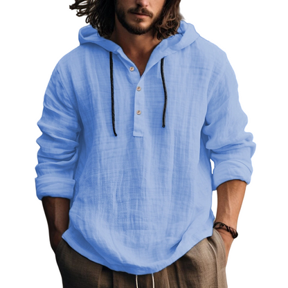Men's Casual Long Sleeve Breathable Hooded Shirt