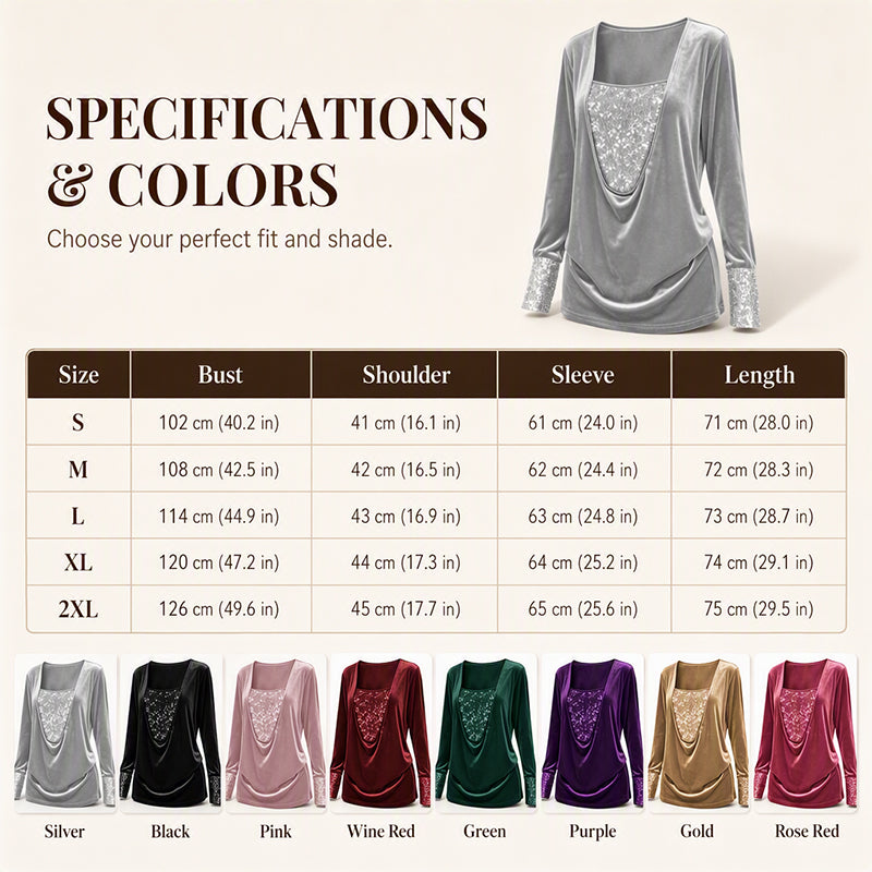 Women's Elegant Sequin Patchwork Long Sleeve Top