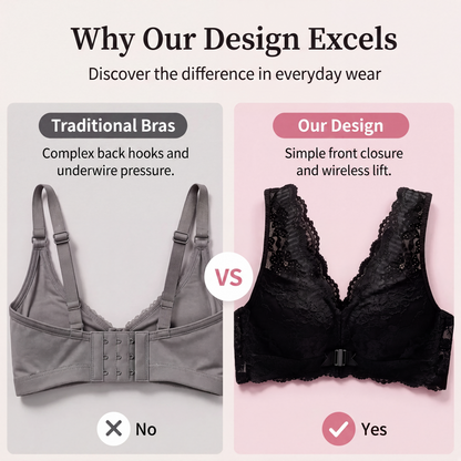 Women's Wire-Free Front Closure Lace Bra