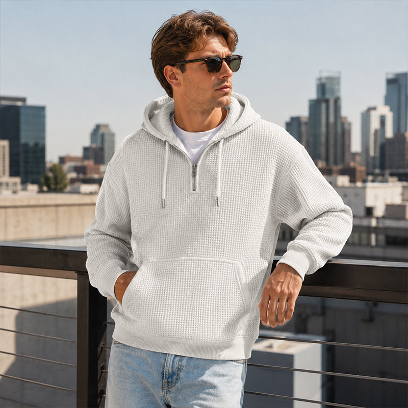 Men's Knit Quarter-Zip Hoodie Sweatshirt