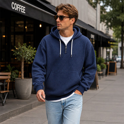 Men's Knit Quarter-Zip Hoodie Sweatshirt
