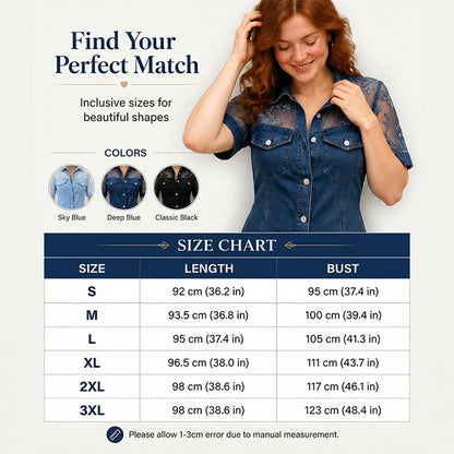 Women's Fashion Sheer Lace Denim Mini Dress