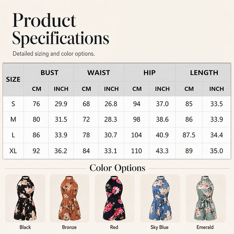 Women's Halter Neck Floral Print Jumpsuit