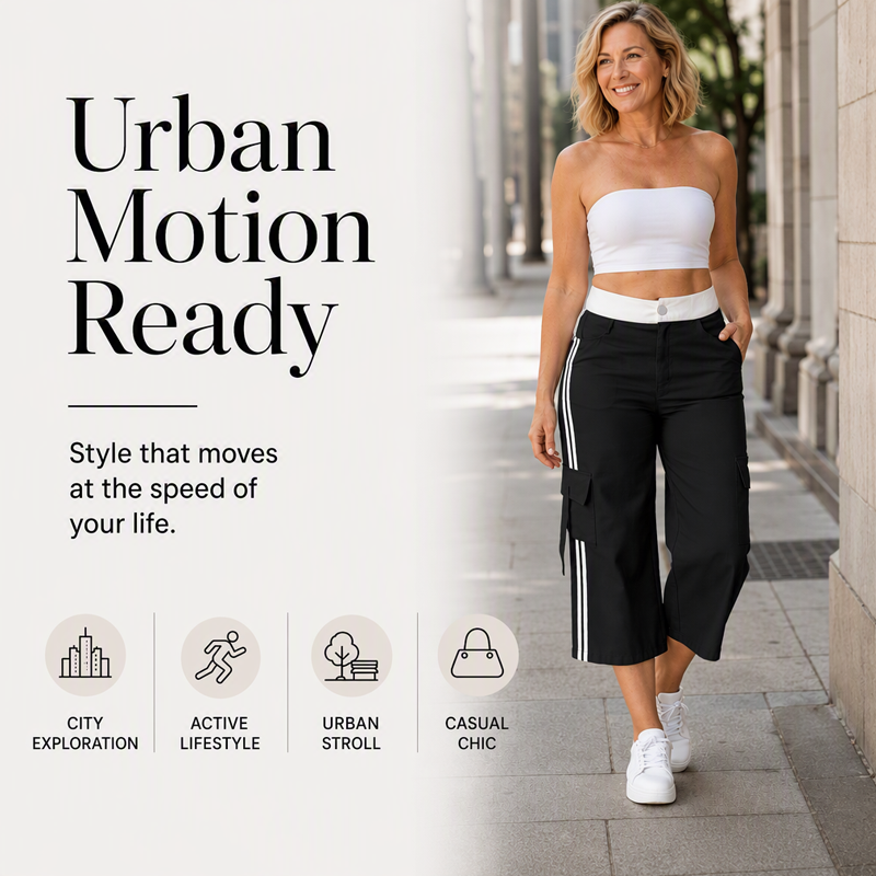 Women's Sporty Side Stripe Capri Cargo Pants