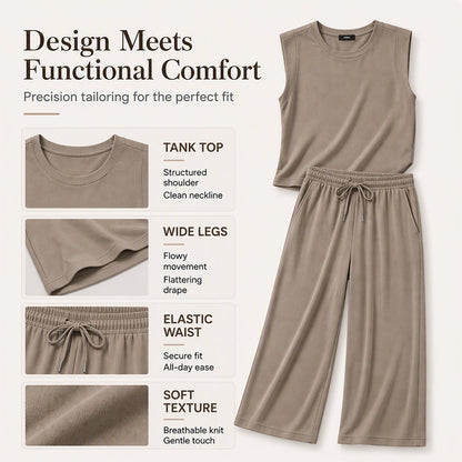 Women's Sleeveless Tank Top & Wide-Leg Pants Set