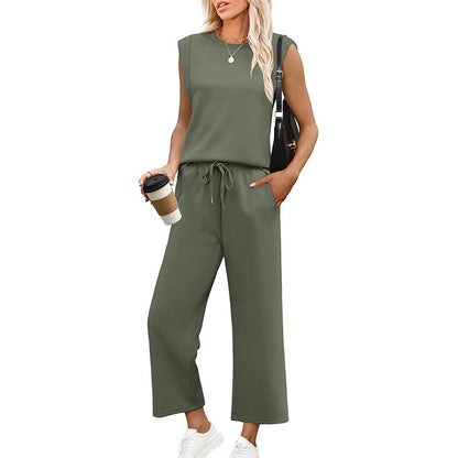 Women's Sleeveless Tank Top & Wide-Leg Pants Set