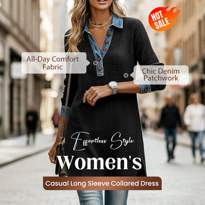 Women's Casual Long Sleeve Collared Dress