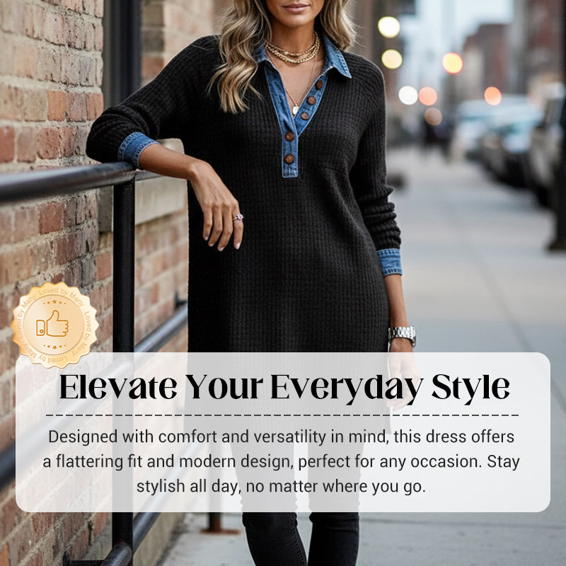 Women's Casual Long Sleeve Collared Dress