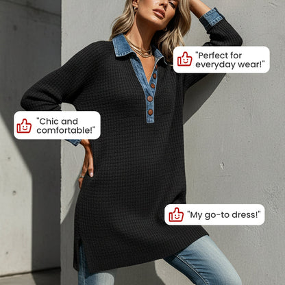 Women's Casual Long Sleeve Collared Dress