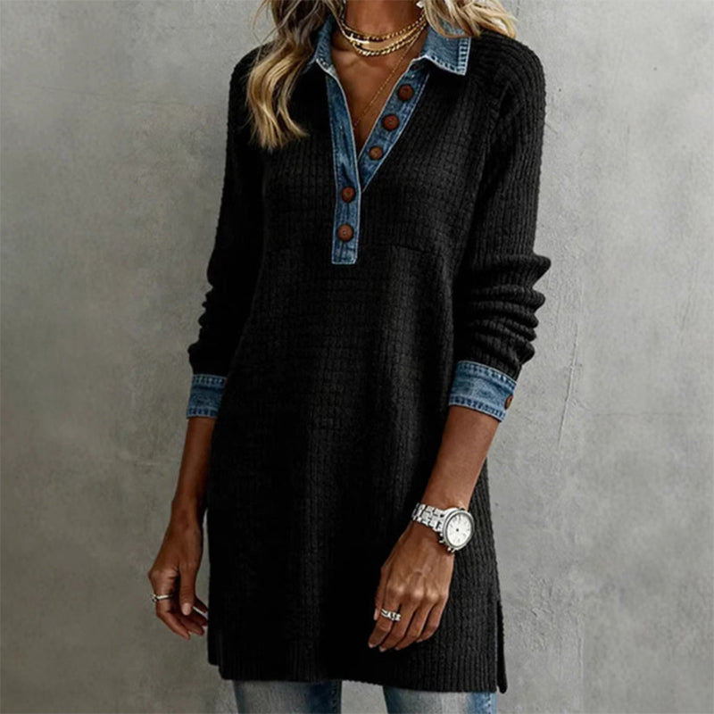 Women's Casual Long Sleeve Collared Dress