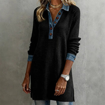 Women's Casual Long Sleeve Collared Dress